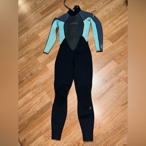 O’Neill Cold Water Wetsuit TFX Lumbar Flex Womens Size 6 Gray & Teal Blue Surf